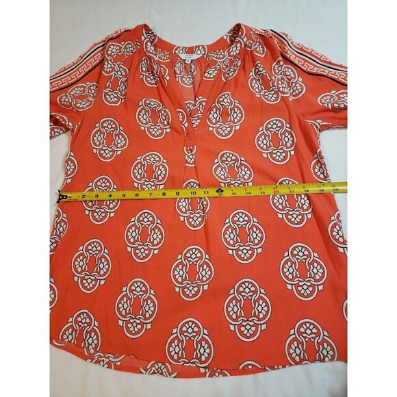 Crown & Ivy Womens Printed Boho Blouse With 3/4 Sleeves & Elastic Cuffs Size S - Picture 11 of 14